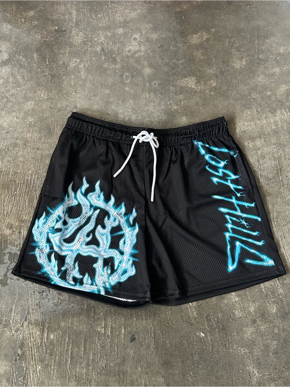 Lost Hills Blue Flames Graphic Athletic Shorts